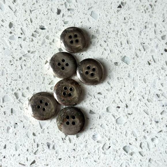 Lot of 6 Vintage USA 1776 Sewing Military Buttons Silver Round 4 Hole Flat Craft - Picture 4 of 5